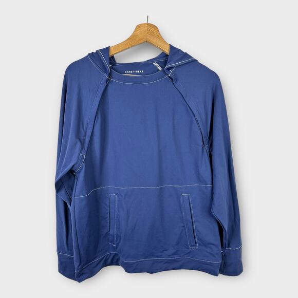 Care + Wear Oscar de la Renta size Large Chemotherapy Port Access Hoodie Blue - Picture 2 of 7